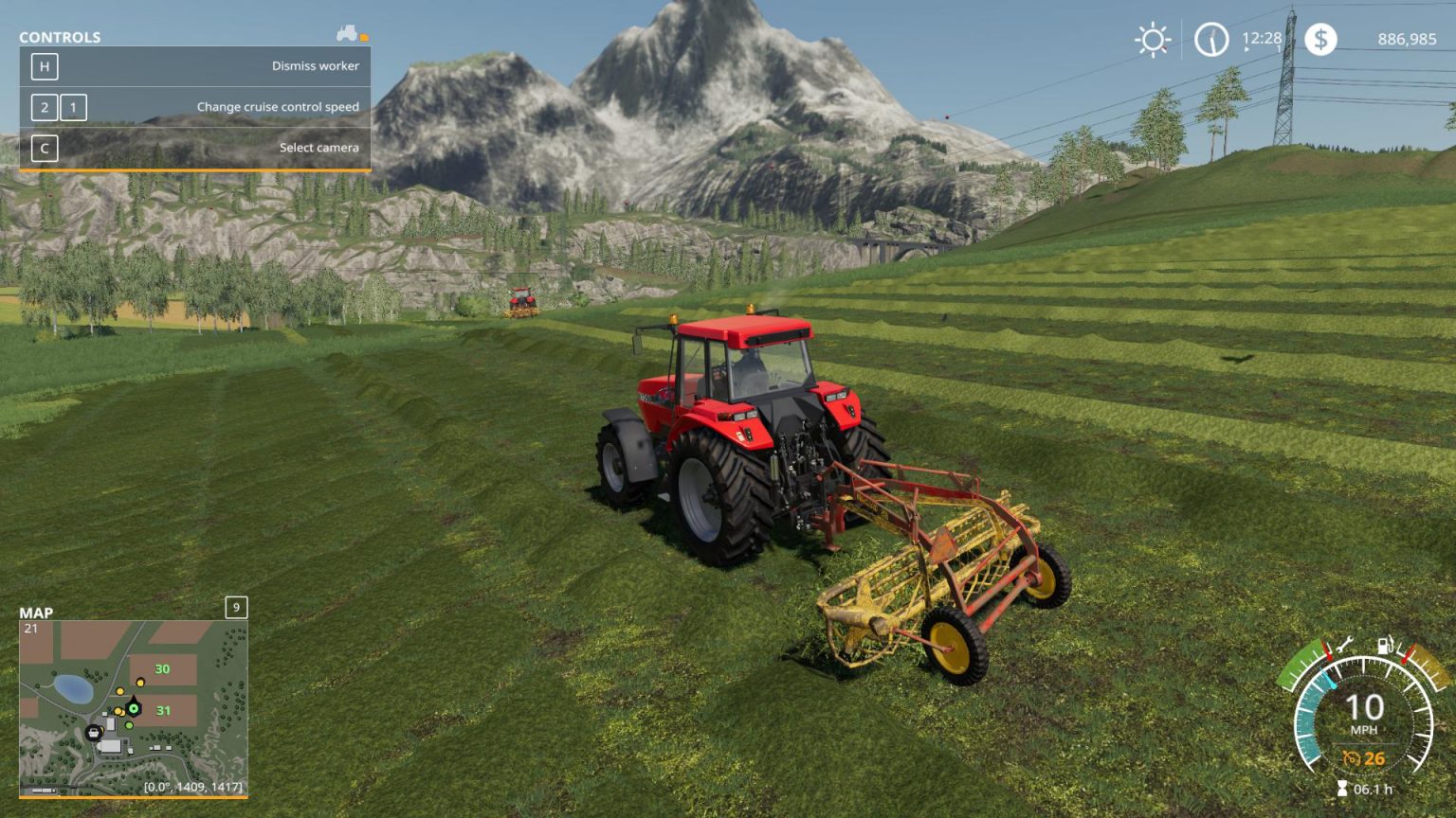 New Holland 258 Rake/Tedder v1.0 Mod - Farming Simulator 2019 / 19 mod